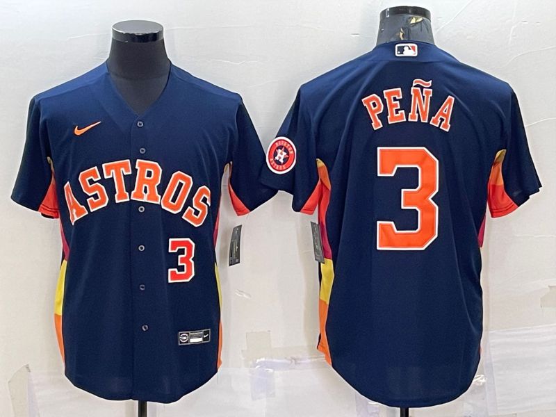 Men Houston Astros 3 Pena Blue Game Nike 2022 MLB Jerseys